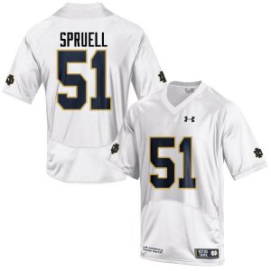 Notre Dame Fighting Irish Men's Devyn Spruell #51 White Under Armour Authentic Stitched College NCAA Football Jersey QSJ4499CJ